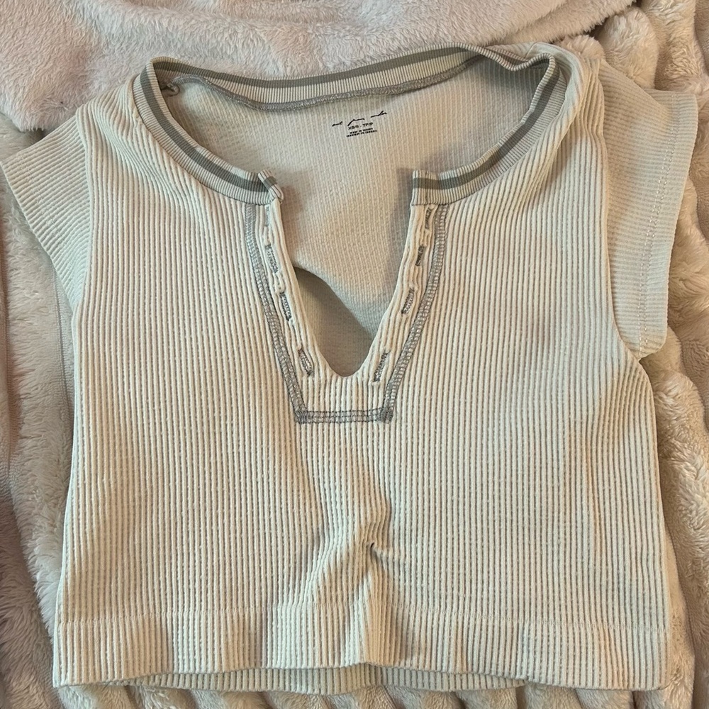 Urban Outfitters Cream Ribbed Crop Top